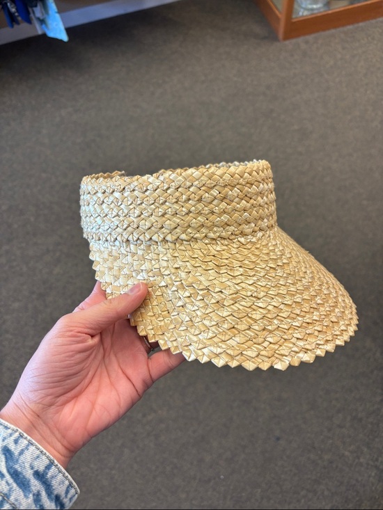 Hemlock Accessories - Woven Straw Visor Hat - Natural Beige